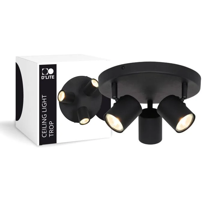 D'Lite Luz de techo Trop Arenoso Negro | Apta Para 3x GU10