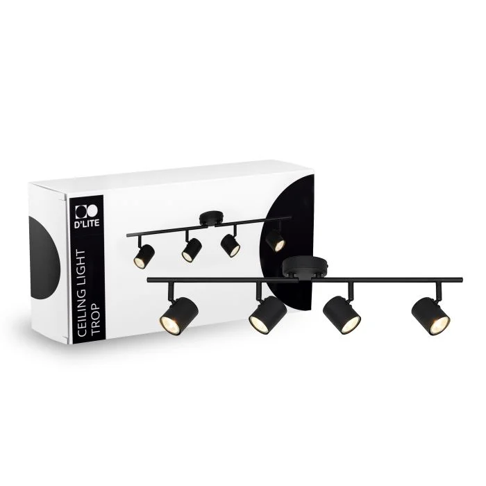 D'Lite Luz de techo Trop Arenoso Negro| Apta Para 4x GU10