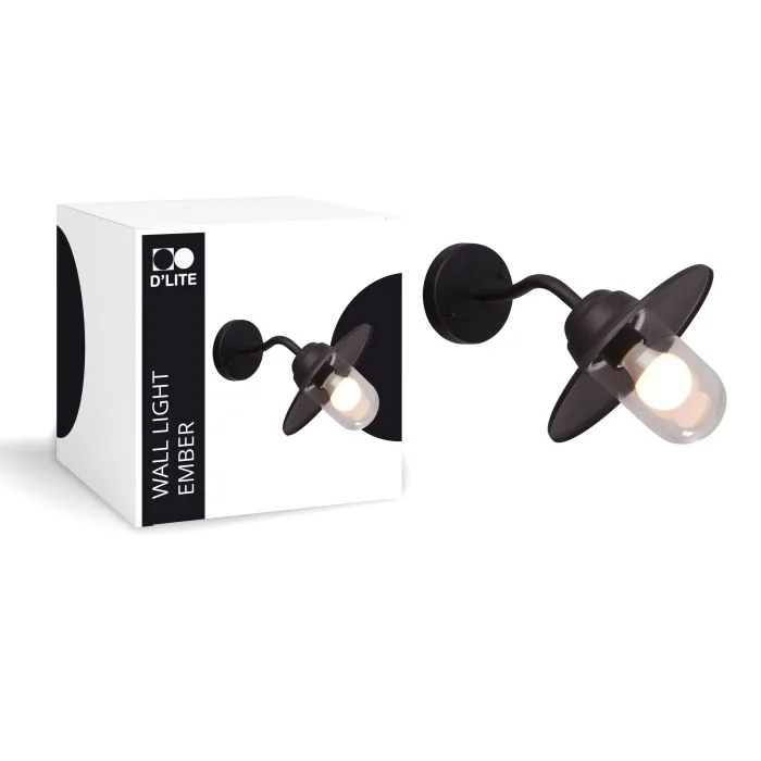 D'Lite Luz De Pared Ember Negro | IP54 - Apta para 1x E27
