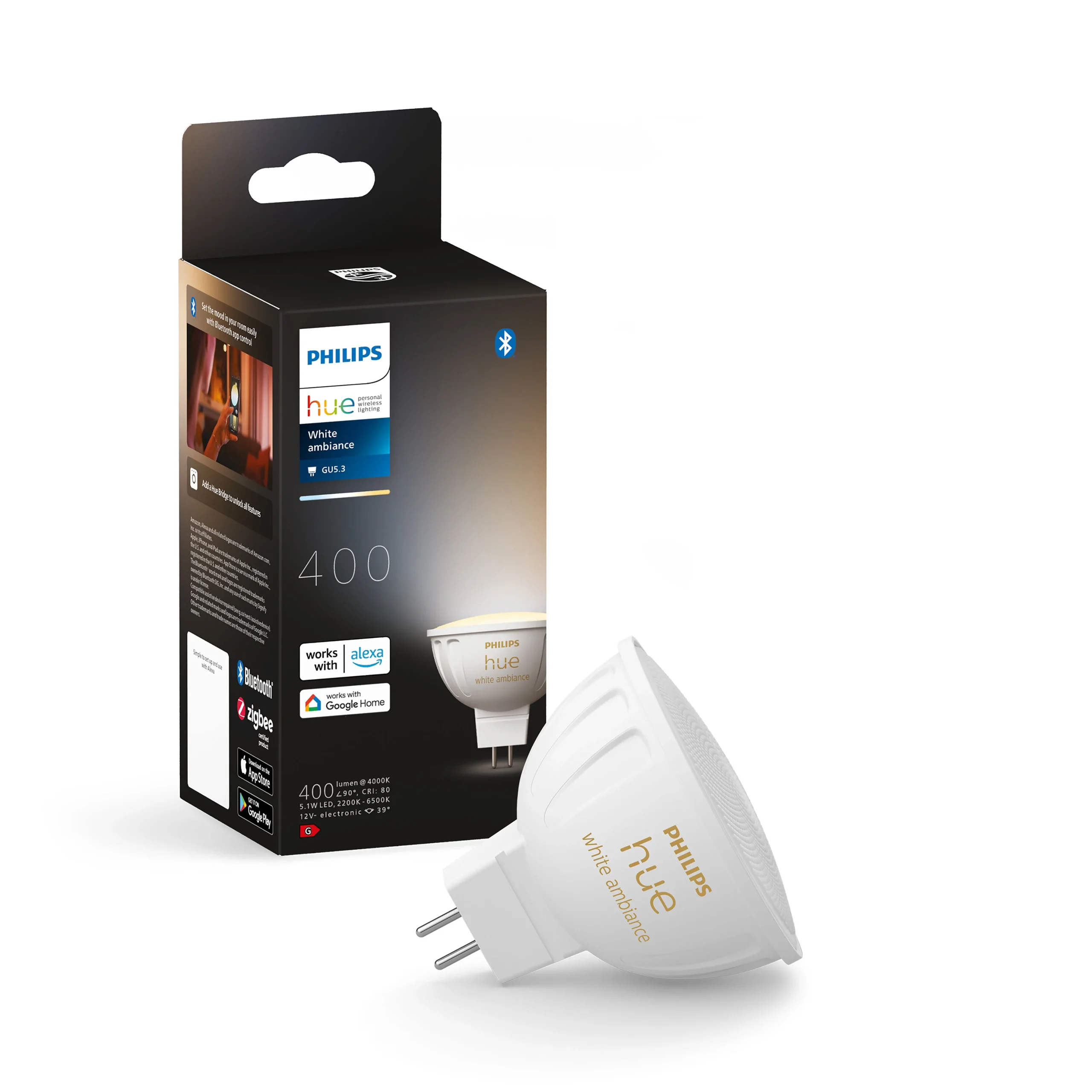 Philips Hue Bombilla dicroica White Ambiance MR16 5,1W 400lm 87195