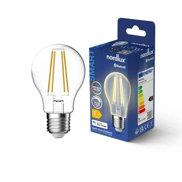 Nordlux Smart LED E27 Pera con Filamento Clara 4.7W 600lm 360D - 822-865 Ajustable Blanco | Regulable