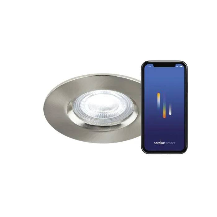 Nordlux Don Smart Foco LED Brushed Nickel 4.7W 320lm 60D - 822-865 Ajustable Blanco + RGB | 85mm - IP65