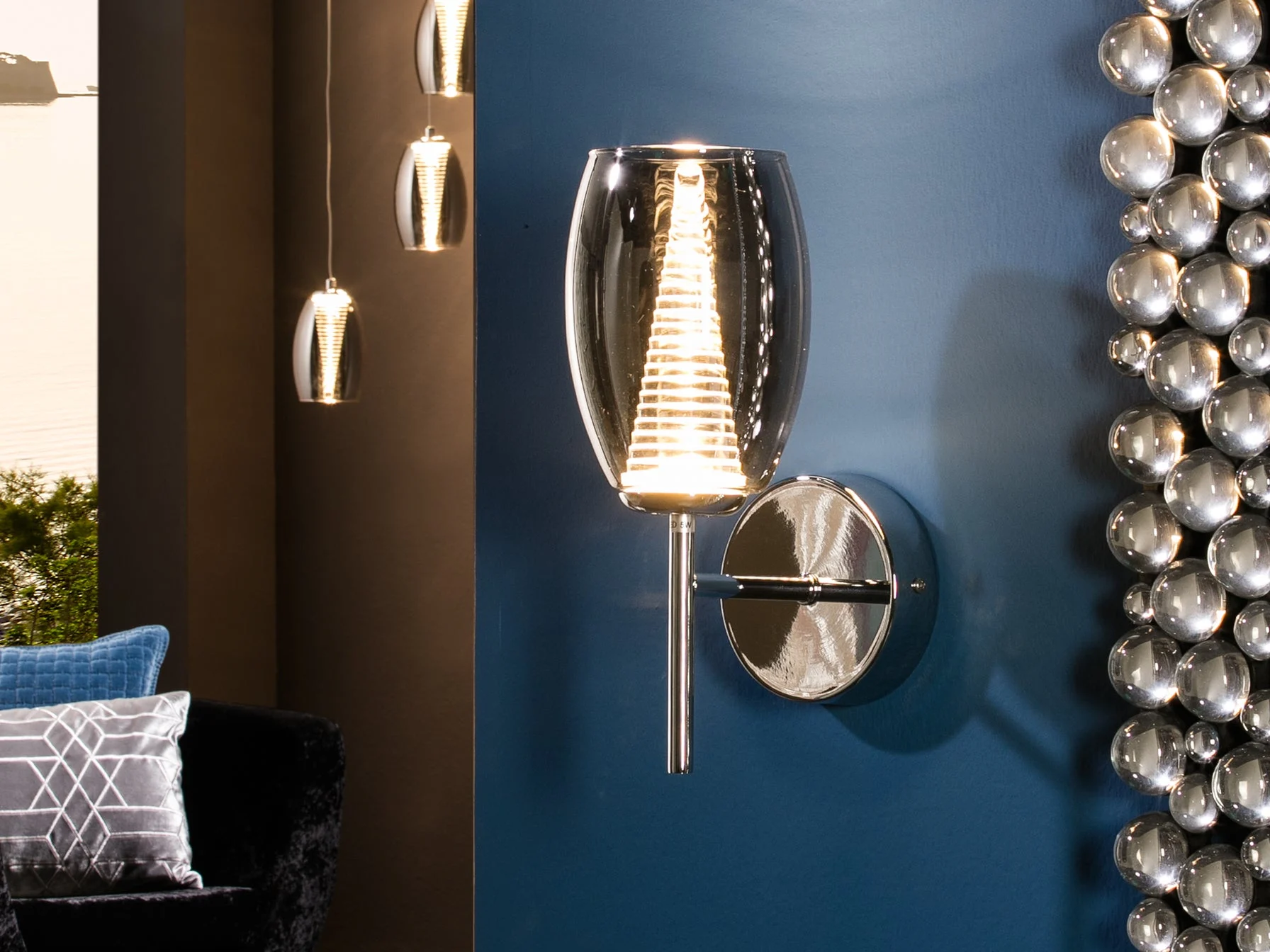 Lámpara aplique de pared Schuller Nebula LED 1 luz cromo y espejado 3000K