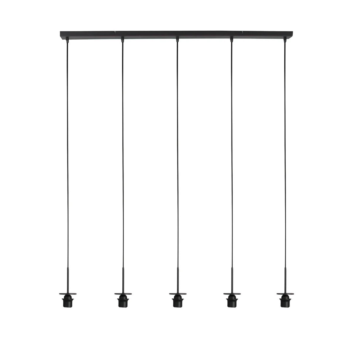 Lámpara colgante alargada negra con 5 cables ajustables Mexlite HaloSwap