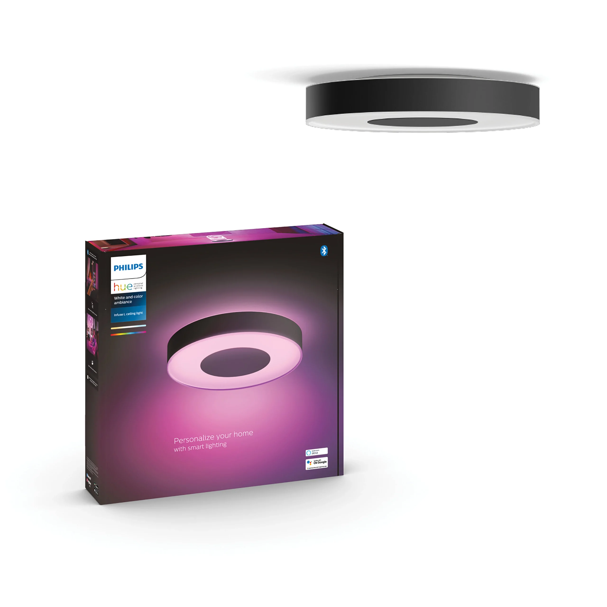 Philips Hue White and Color Ambiance Plafón Infuse negro RGBW 53W 4116430P9 3700lm