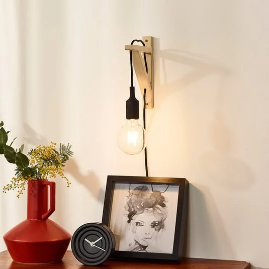Fix aplique de pared, portalámpara negro