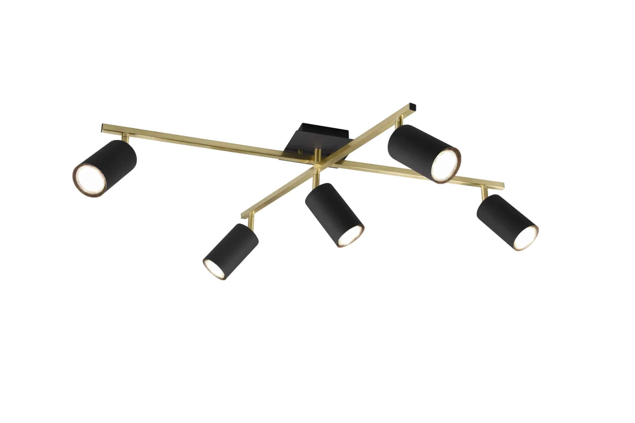 Plafón de techo Trio Marley 5 luces negro y dorado 77,4cm 6