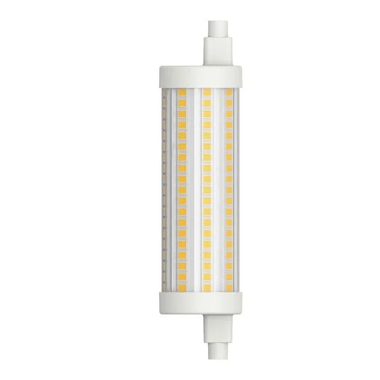 Tubular LED R7s 117,6 mm 12W blanco cálido dim