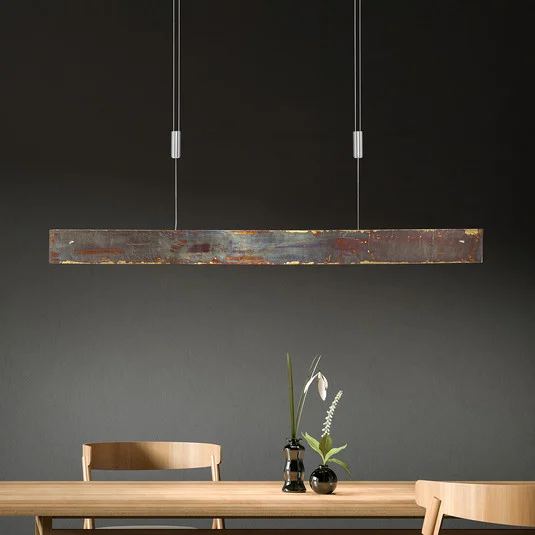 Quitani lámpara colgante LED Malu, oro oxidado, longitud 100 cm