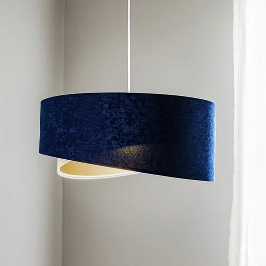 Lámpara colgante Vivien tricolor azul/beige/dorado