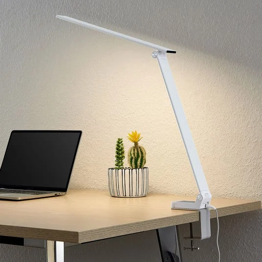 Prios lámpara de mesa LED Tamarin, altura 40 cm, blanca, atenuable