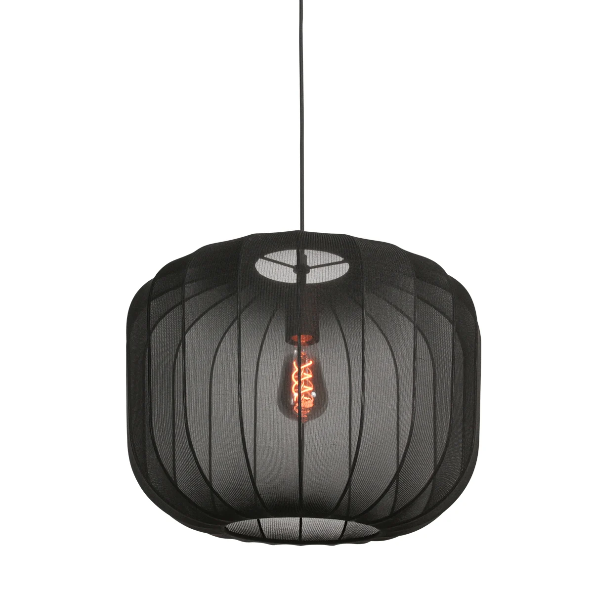 Lámpara colgante japandi negra de textil refinado Anne Lighting Sable