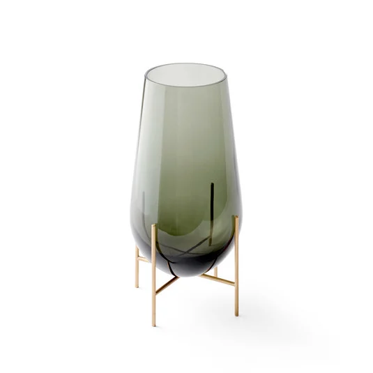 Jarrón Echasse, altura 45 cm, gris humo/verde/latón - Audo