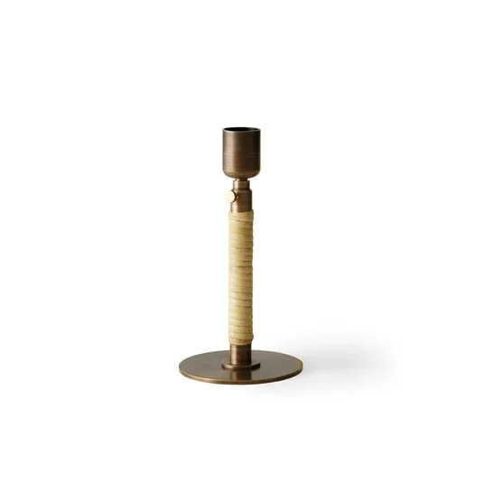 Portavelas Duca, bronce, altura 24 cm, ratán - Audo