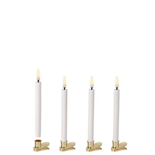 Velas cónicas Mini LED 4 unidades con clips blancos - Uyuni Lighting