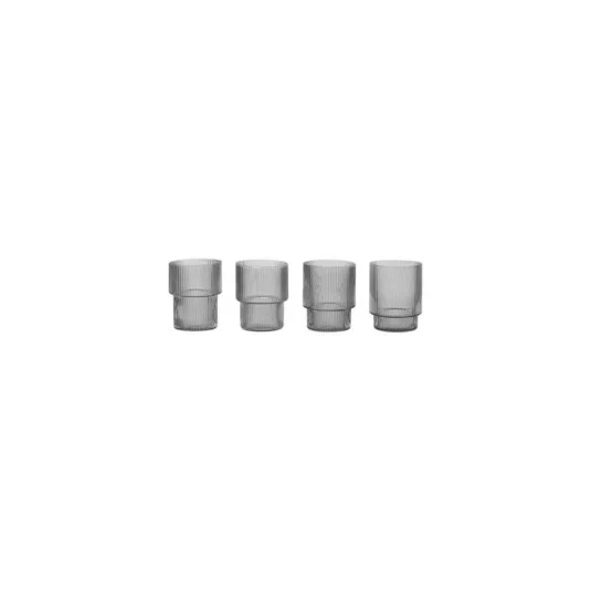 Ripple Set de 4 Vasos Chicos Gris Ahumado - Ferm Living