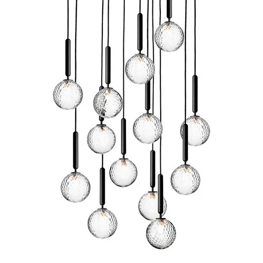 Lámpara de araña Miira 13, gris/transparente, Ø 92 cm, 13 brazos - Nuura