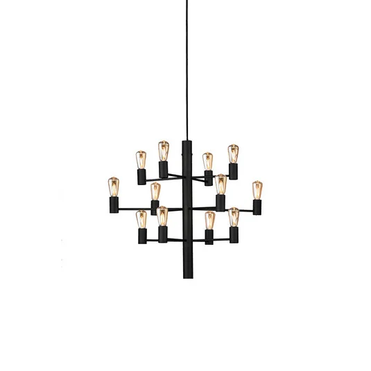 Manola 12 Chandelier Negro Regulable LED - Herstal
