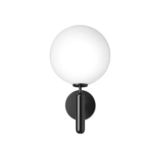 Aplique para exterior Nuura Miira, Ø 20 cm, negro/ópalo