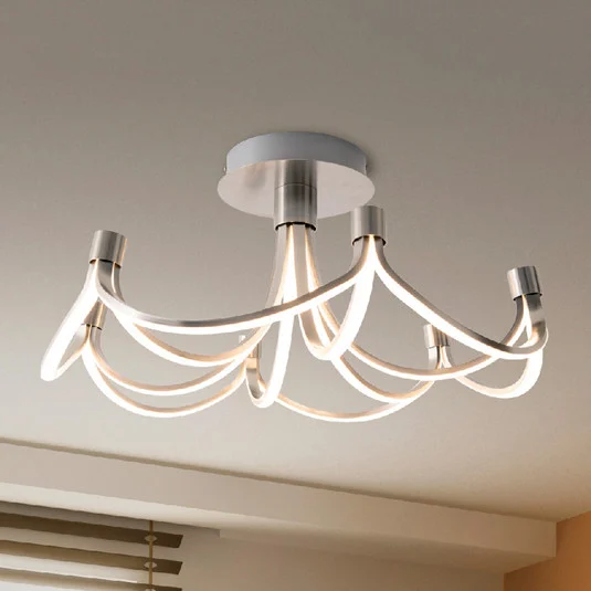Plafón LED Festos, níquel mate, atenuable