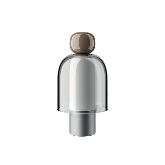 Lámpara de mesa Easy Peasy ToGo, marrón/aluminio, 24 cm - Lodes