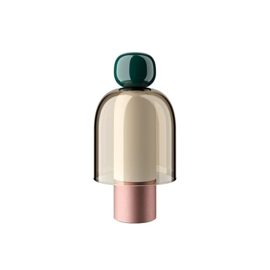 Lámpara de mesa Easy Peasy ToGo, oro rosa/verde oscuro - Lodes