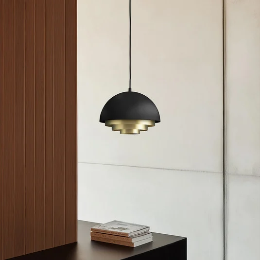 Milieu Colour Mini Lámpara de Colgante Black/Brass - Warm Nordic