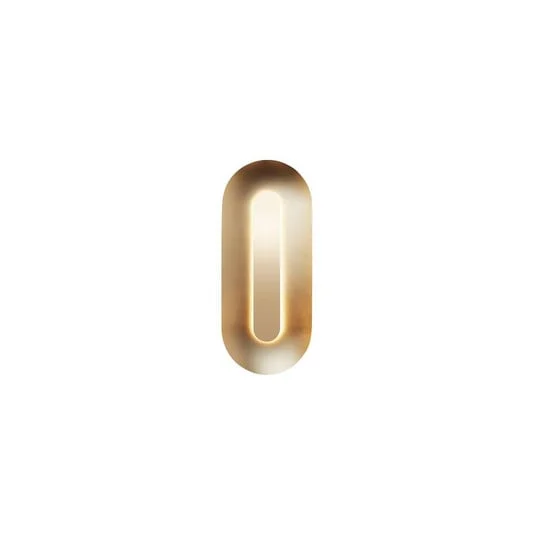 Aplique de pared LED Nuura Sasi, altura 65 cm, color latón, metal