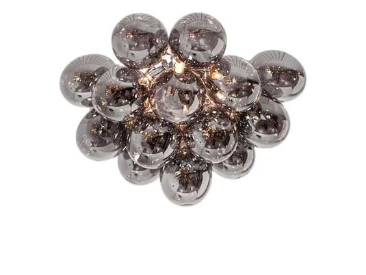 Plafón grande, gris humo, cristal, metal, Ø 50 cm, G9 - By Rydéns