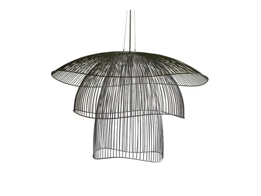 Lámpara colgante Papillon L, negra, metal - Forestier