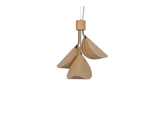 Lámpara colgante Lys S, 3 luces, marrón claro, rafia/madera - Forestier