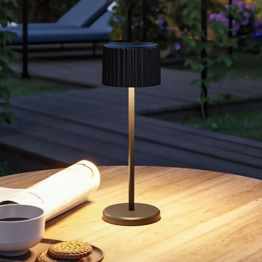 lámpara de mesa LED solar Else de Paulmann, negra, IP44 atenuable