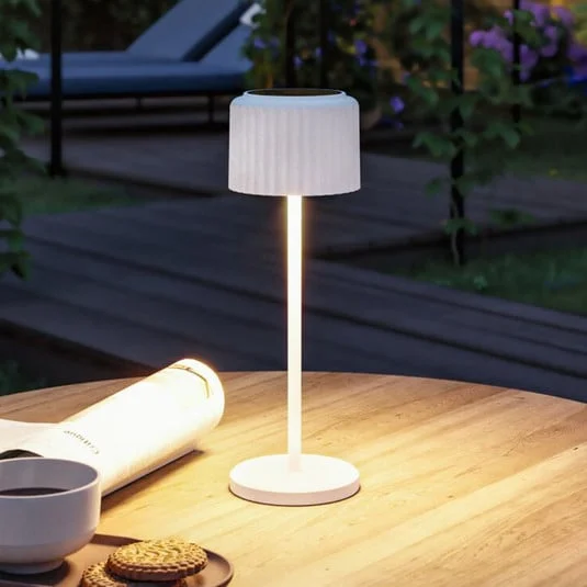 lámpara de mesa LED solar Else de Paulmann, blanca, IP44, atenuable