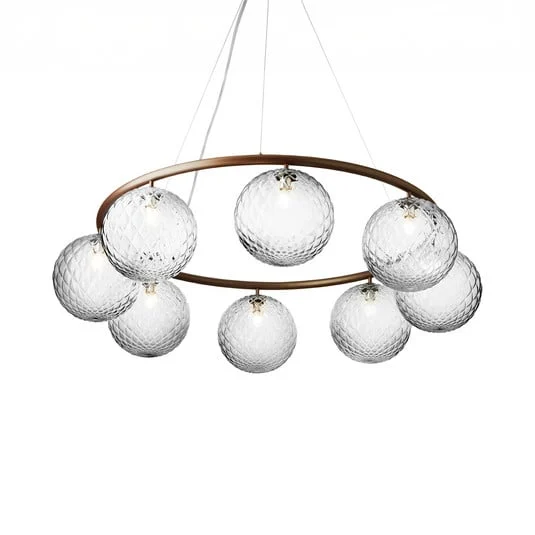 Lámpara de araña Miira 8 Circular, bronce/transparente, Ø 100 cm - Nuura