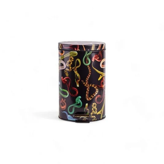 Snakes Toiletpaper Home Papelera Ø25xH39,5 Negro/Multicolor - Seletti