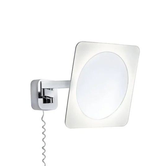Espejo de pared LED Paulmann Bela, cromado, IP44, enchufe