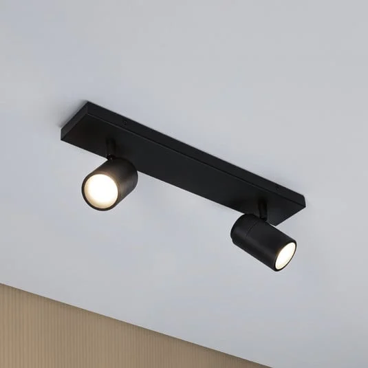 Downlight Paulmann Zyli negro, longitud 40 cm, 2 luces, IP44