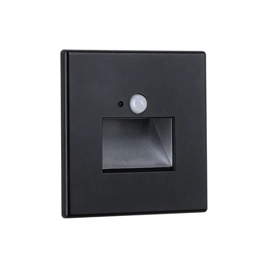 Aplique LED con sensor para empotrar en pared Paulmann Edge Quadro negro 8 cm