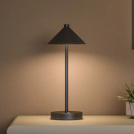 lámpara de mesa LED Pellini de Paulmann, negra, down, CCT