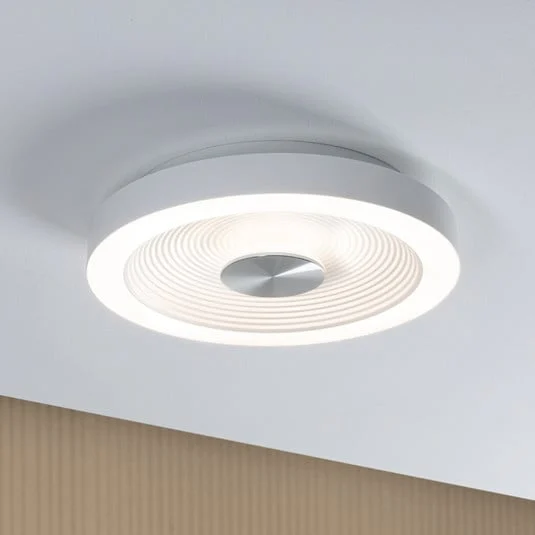 lámpara LED de techo Paulmann Volea, blanco/plata Ø 32 cm IP44 atenuable