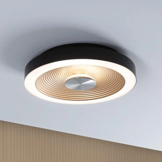 lámpara LED de techo Paulmann Volea negro/dorado Ø 32 cm IP44 atenuable