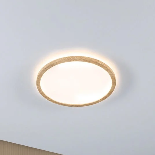lámpara LED de techo Paulmann Atria Shine Ø29cm roble IP44 3.000K