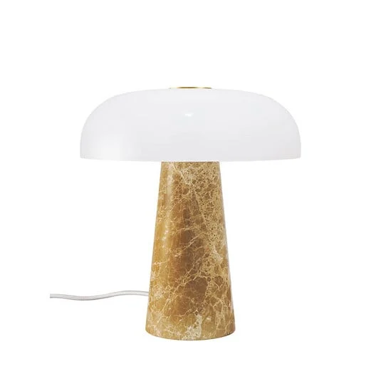 Lámpara de mesa Glossy, beige/blanco, altura 24 cm, mármol/vidrio