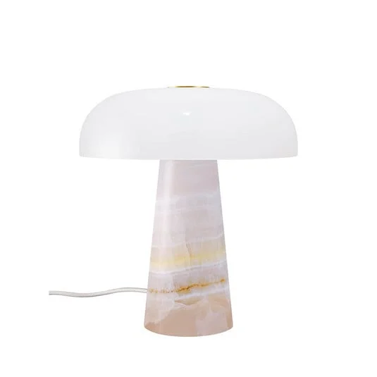 Lámpara de mesa Glossy, rosa/blanco, altura 24 cm, mármol/vidrio