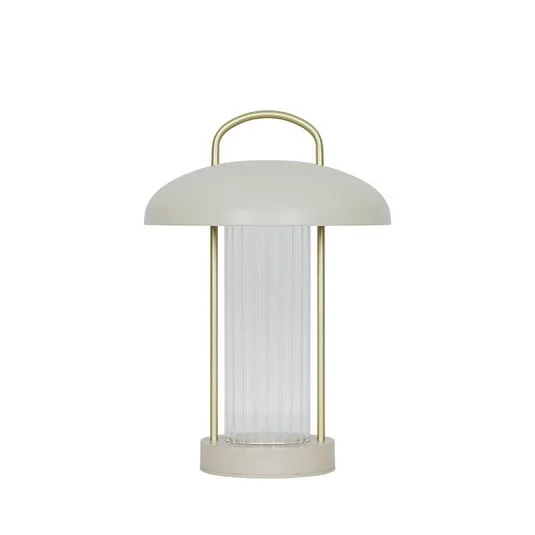 Lámpara de mesa LED recargable Mirano, color beige, altura 29 cm, metal
