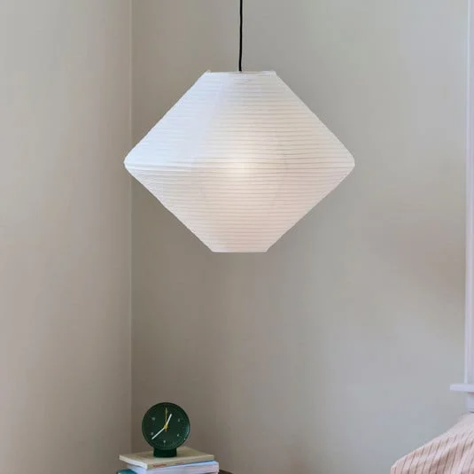 HAY Pantalla de lámpara Diamond, Ø 60 cm, blanca, papel/bambú