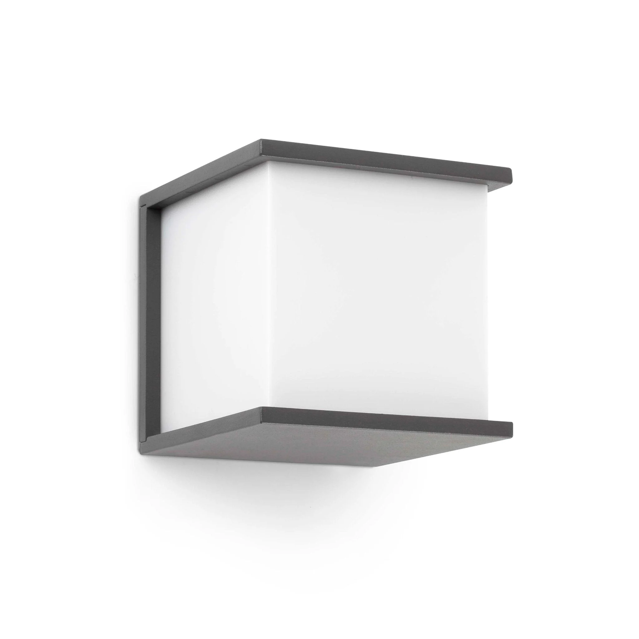 Aplique de exterior Faro Kubick 16cm E27 LED gris oscuro IP44 opal 70689