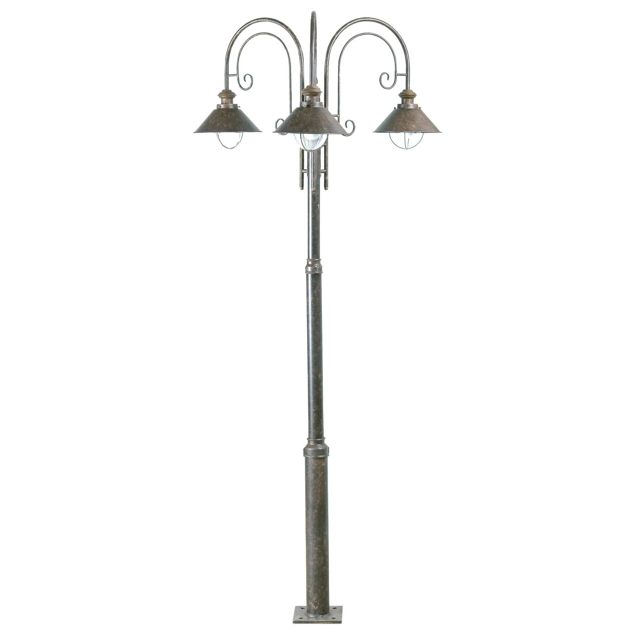 Farola de exterior Faro Náutica 225cm 3 luces E27 LED marrón oxido 71118