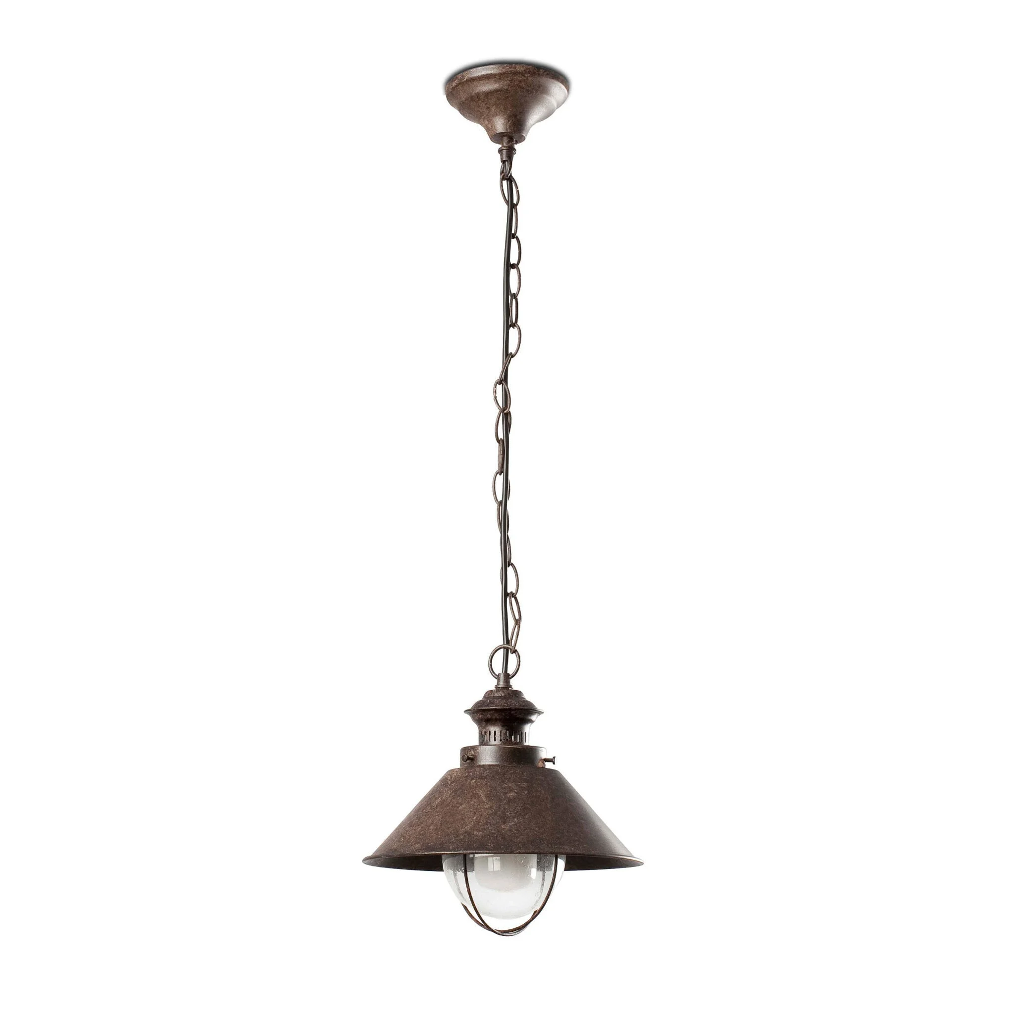 Lámpara colgante de exterior Faro Náutica 108cm E27 LED marrón oxido 34cm 71139