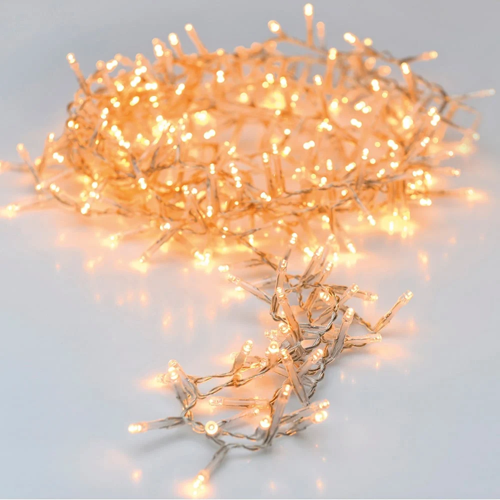 Elektro3 navidad Guirnalda Fija 180 LEDs Blanco Calido 220V Ip44 Cable Transparente 16,5M 71188